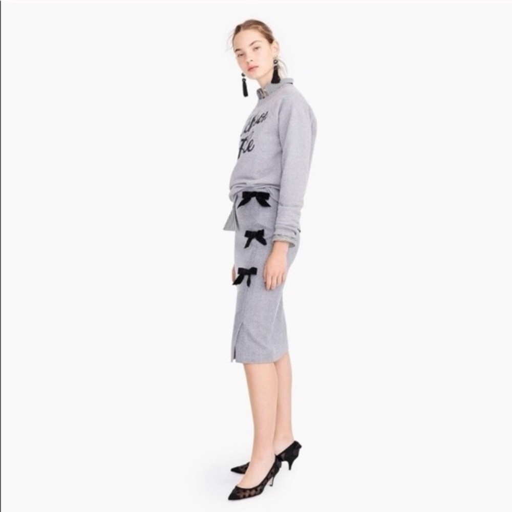J Crew Bow Seamed Pencil Skirt in Double Serge Wool